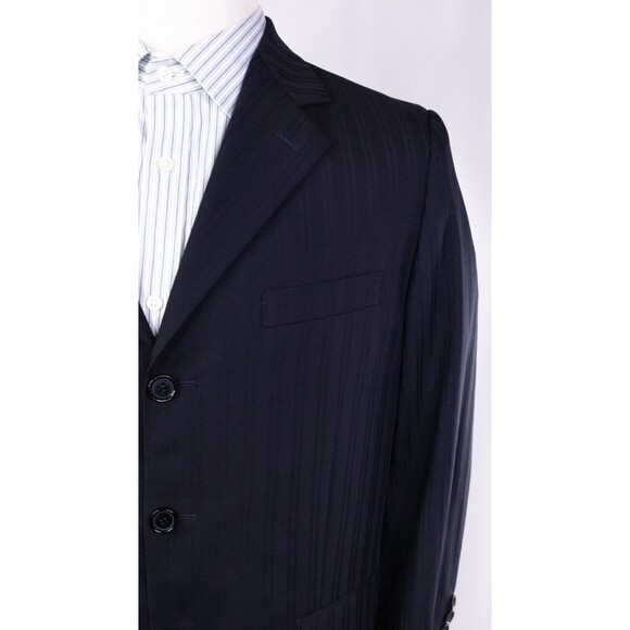Mantoni Super 140s Mens 40s Wool Blue Striped Blazer Jacket 3 button EUC - Picture 5 of 13